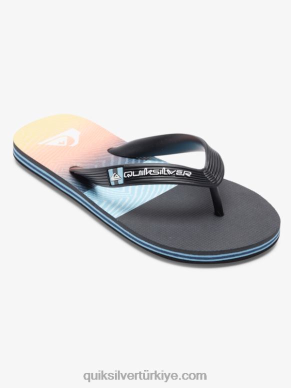 Quiksilver erkek çocuklar 8-16 molokai panel parmak arası terlik 226FP2206 siyah/turuncu/gri