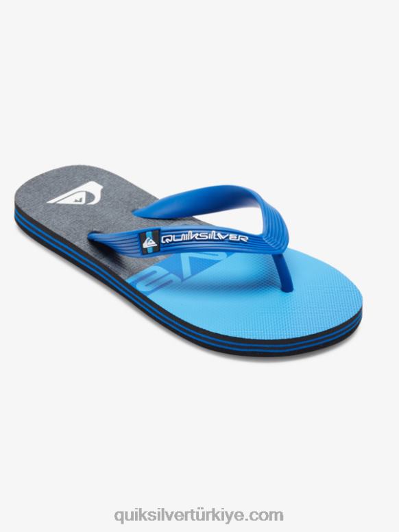 Quiksilver erkek çocuklar 8-16 molokai panel parmak arası terlik 226FP2207 siyah/mavi/gri