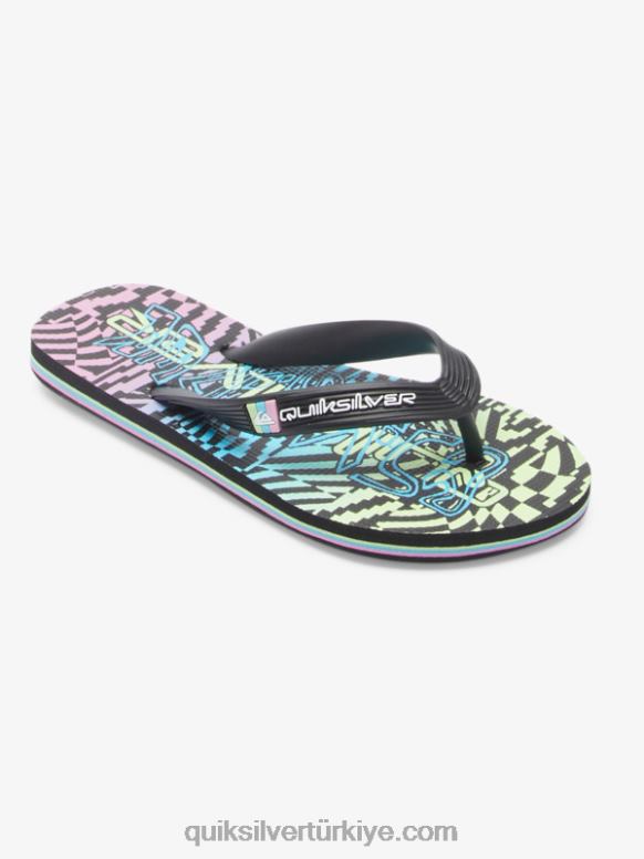 Quiksilver erkek çocuklar 8-16 molokai parmak arası terlik 226FP2022 siyah/pembe/mavi