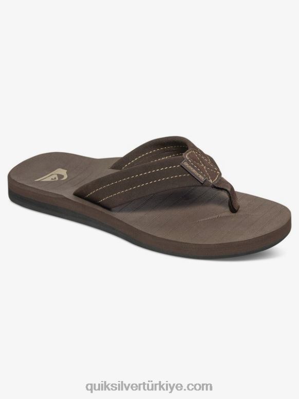 Quiksilver erkek çocuklar 8-16 oymalı süet deri sandalet 226FP2283 demitasse - katı