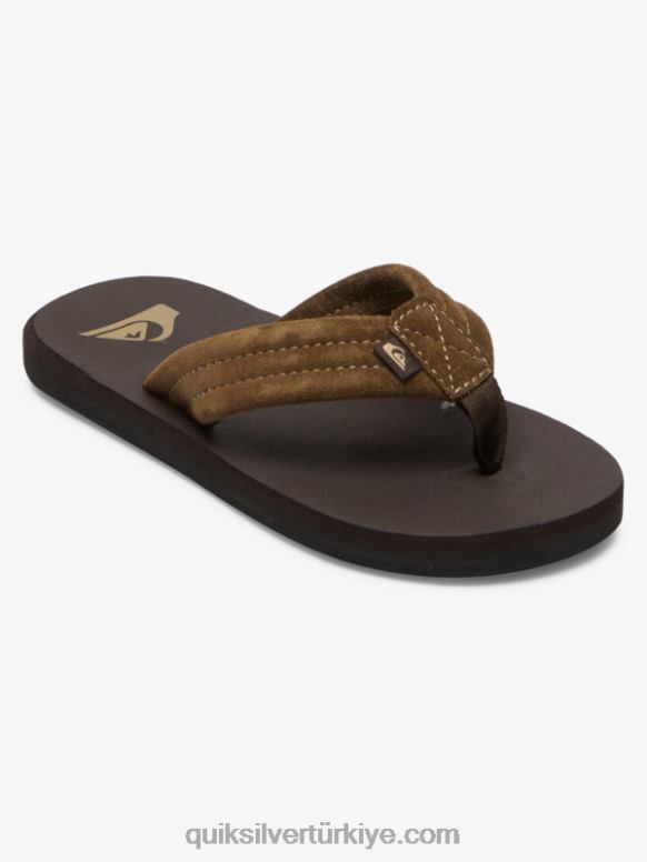 Quiksilver erkek çocuklar 8-16 oymalı süet çekirdekli sandalet 226FP2093 kahverengi 1