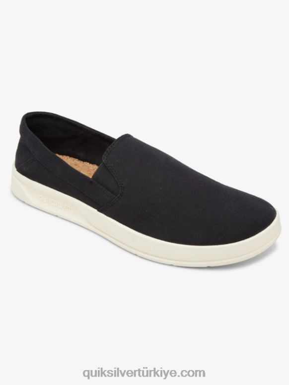 Quiksilver erkekler liman iskelesi bağcıksız ayakkabı 226FP1290 siyah beyaz