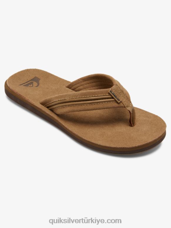 Quiksilver erkekler carver deri sandalet 226FP1774 bronz - katı