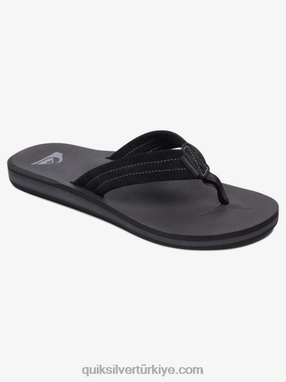 Quiksilver erkekler carver süet deri sandalet 226FP1632 katı siyah
