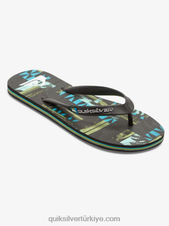 Quiksilver erkekler gregg kaplan molokai sanat parmak arası terlik 226FP524 siyah/mavi/yeşil