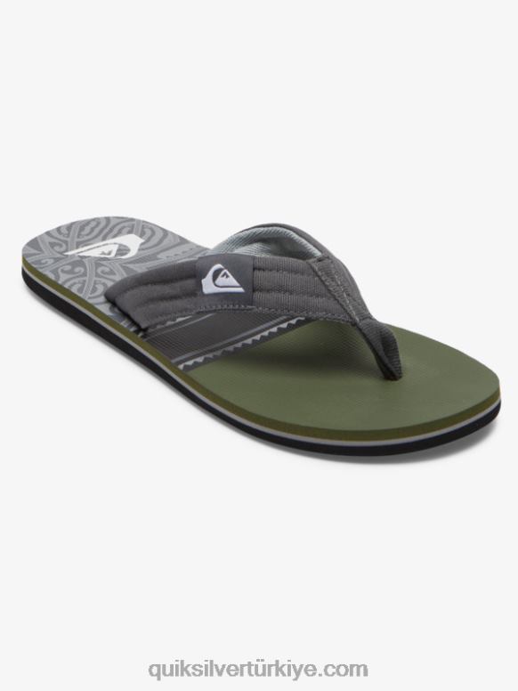 Quiksilver erkekler molokai rahat sandalet 226FP499 siyah/yeşil/gri