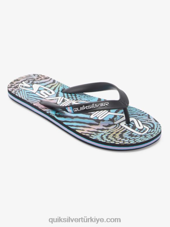 Quiksilver erkekler molokai sanat parmak arası terlik 226FP514 siyah/pembe/mavi