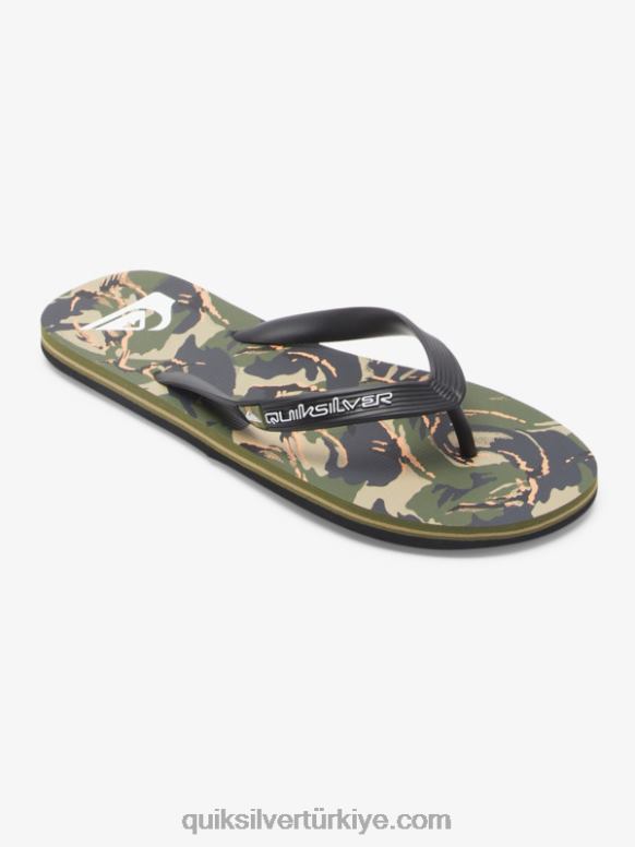 Quiksilver erkekler molokai sanat parmak arası terlik 226FP516 siyah yeşil