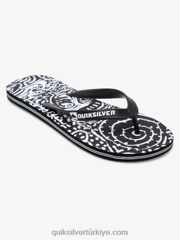 Quiksilver erkekler molokai sanat parmak arası terlik 226FP525 siyah beyaz