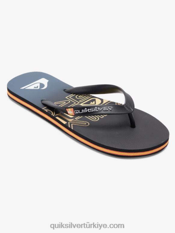 Quiksilver erkekler molokai wordblock parmak arası terlikler 226FP1136 siyah/turuncu