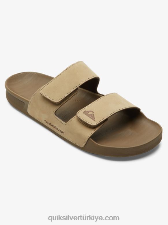 Quiksilver erkekler rivi deri çift ayarlı sandalet 226FP1285 bronzlaşmak 1