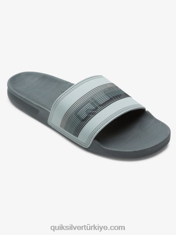Quiksilver erkekler rivi wordmark slayt kaydırıcı sandalet 226FP687 gri 1