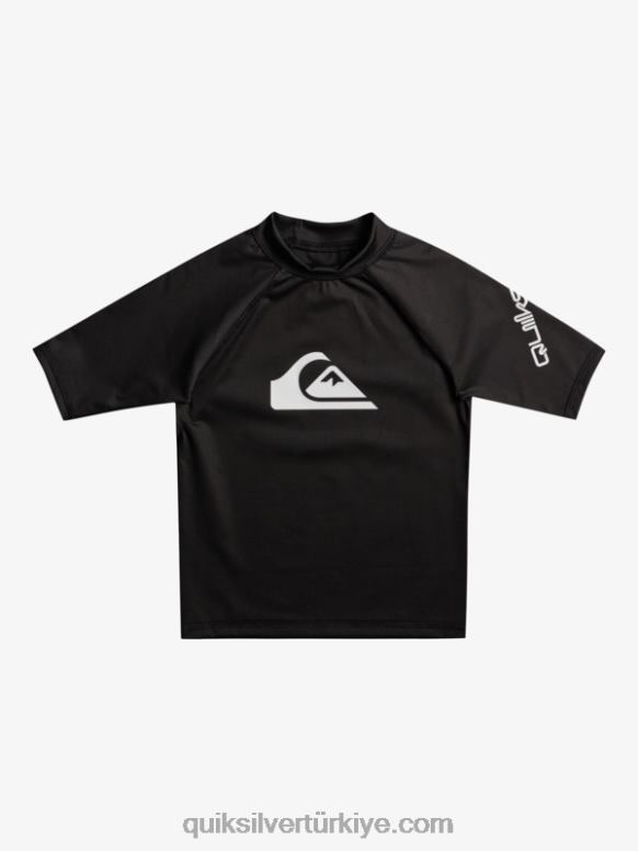 Quiksilver erkek çocuklar 2-7 her zaman kısa kollu upf 50 döküntü koruması 226FP2127 siyah