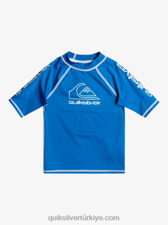 Quiksilver erkek çocuklar 2-7 on tour kısa kollu upf 50 rashguard 226FP2114 şnorkel mavi