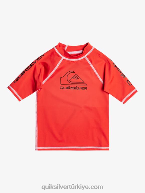 Quiksilver erkek çocuklar 2-7 on tour kısa kollu upf 50 rashguard 226FP2116 yüksek riskli kırmızı