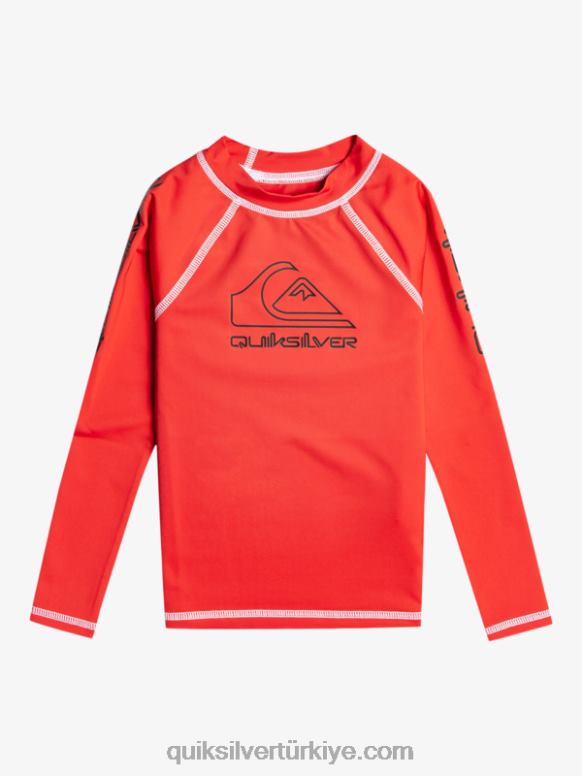 Quiksilver erkek çocuklar 2-7 on tour uzun kollu upf 50 döküntü 226FP2220 yüksek riskli kırmızı