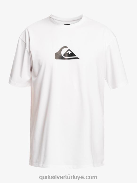 Quiksilver erkek çocuklar 8-16 düz çizgi kısa kollu upf 50 sörf t-shirt 226FP2132 beyaz