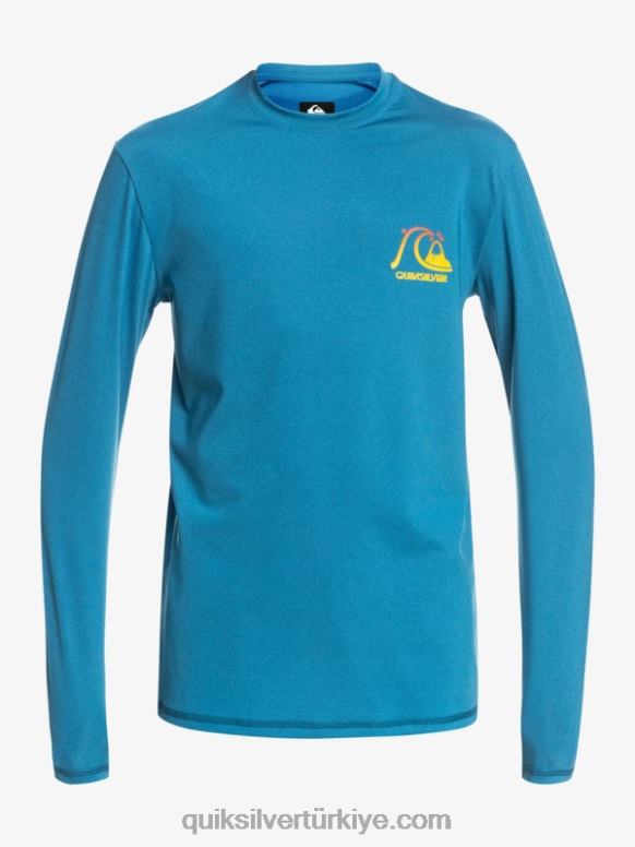 Quiksilver erkek çocuklar 8-16 miras melanj uzun kollu upf 50 sörf tişörtü 226FP2262 vallarta mavi funda
