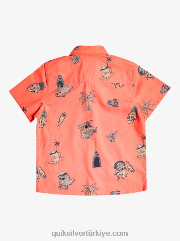 Quiksilver erkek çocuklar 2-7 nono sörf günü gömleği 226FP2130 taze somon nono surfday boy