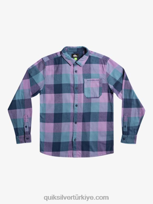 Quiksilver erkek çocuklar 8-16 anne sineği uzun kollu flanel gömlek 226FP2304 Insignia mavi anne sineği