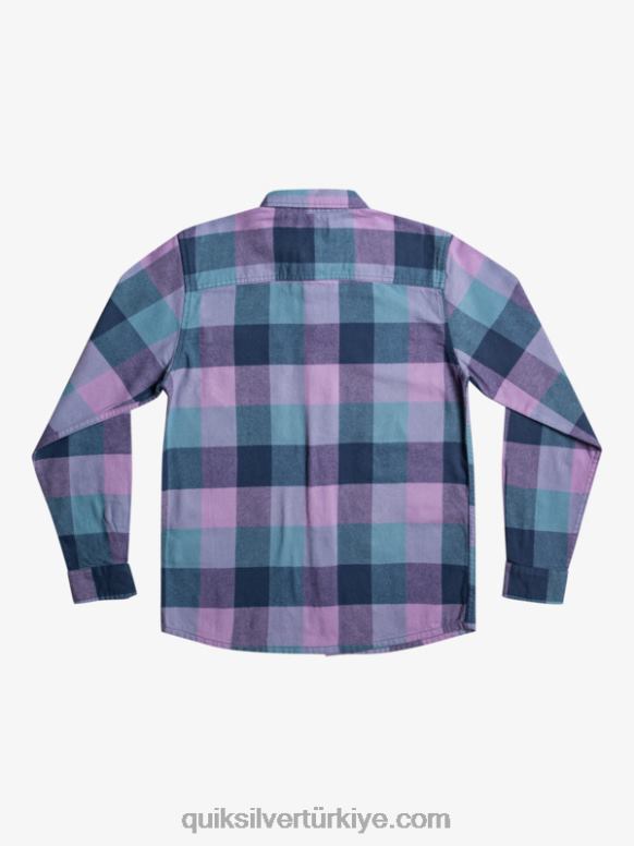 Quiksilver erkek çocuklar 8-16 anne sineği uzun kollu flanel gömlek 226FP2304 Insignia mavi anne sineği