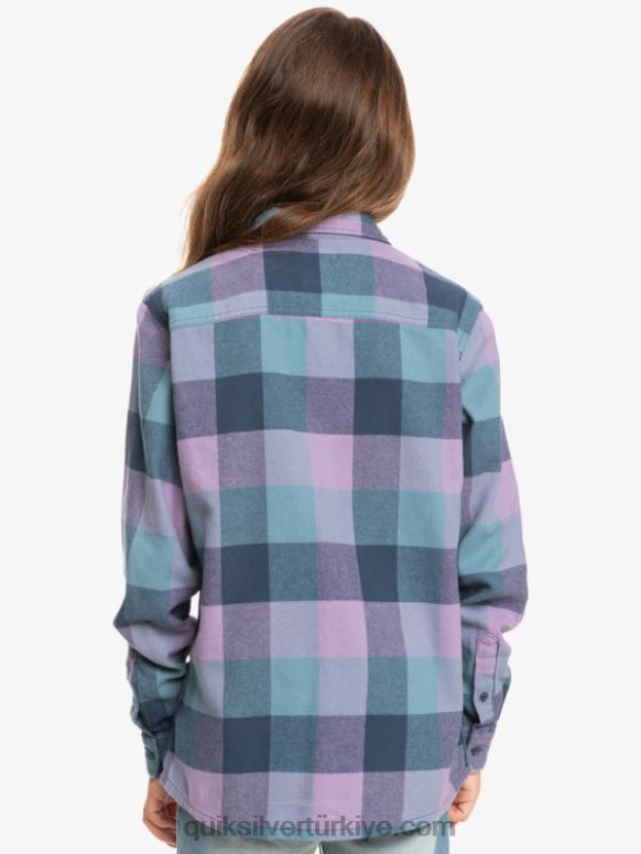 Quiksilver erkek çocuklar 8-16 anne sineği uzun kollu flanel gömlek 226FP2304 Insignia mavi anne sineği