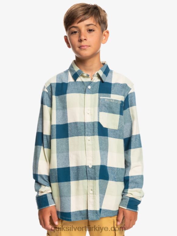 Quiksilver erkek çocuklar 8-16 anne sineği uzun kollu flanel gömlek 226FP2305 çöl adaçayı ana sineği