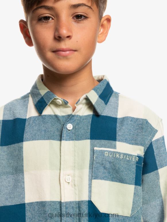 Quiksilver erkek çocuklar 8-16 anne sineği uzun kollu flanel gömlek 226FP2305 çöl adaçayı ana sineği
