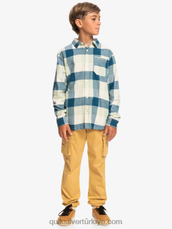 Quiksilver erkek çocuklar 8-16 anne sineği uzun kollu flanel gömlek 226FP2305 çöl adaçayı ana sineği
