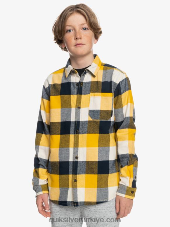 Quiksilver erkek çocuklar 8-16 anne sineği uzun kollu flanel gömlek 226FP2306 huş anne sineği 223