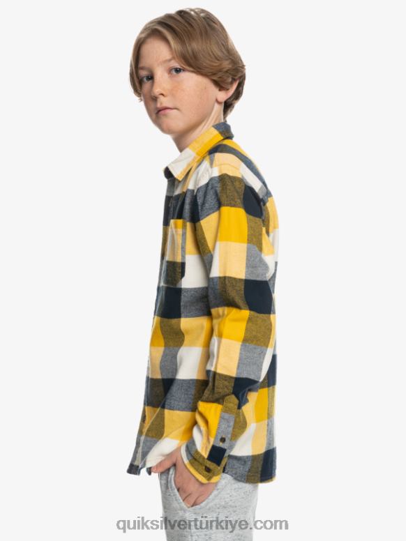 Quiksilver erkek çocuklar 8-16 anne sineği uzun kollu flanel gömlek 226FP2306 huş anne sineği 223