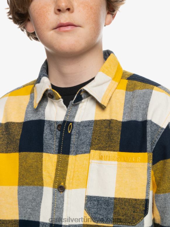 Quiksilver erkek çocuklar 8-16 anne sineği uzun kollu flanel gömlek 226FP2306 huş anne sineği 223