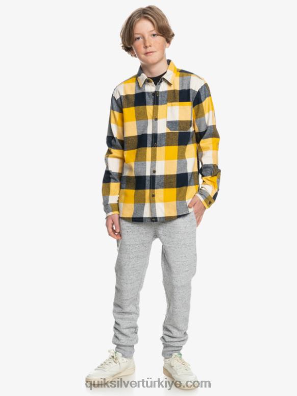 Quiksilver erkek çocuklar 8-16 anne sineği uzun kollu flanel gömlek 226FP2306 huş anne sineği 223