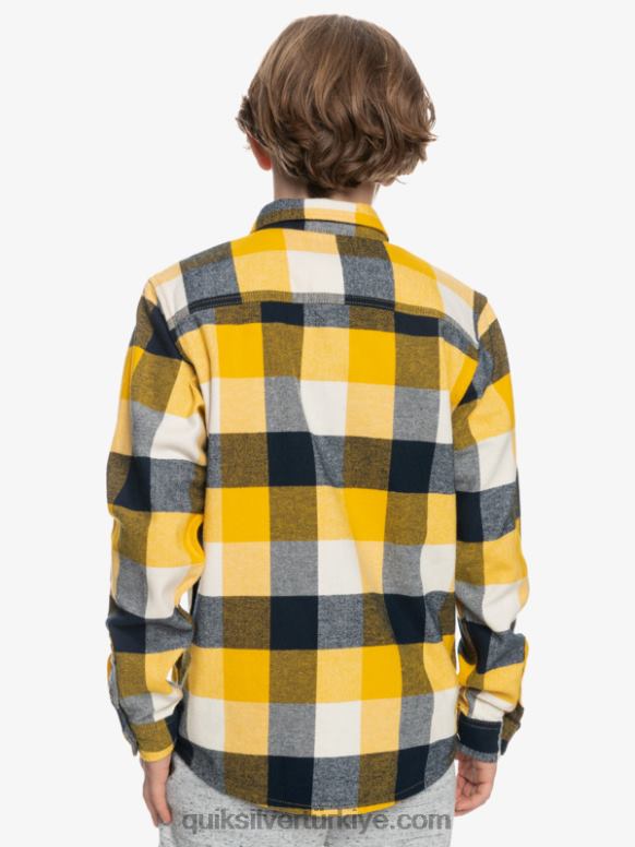Quiksilver erkek çocuklar 8-16 anne sineği uzun kollu flanel gömlek 226FP2306 huş anne sineği 223