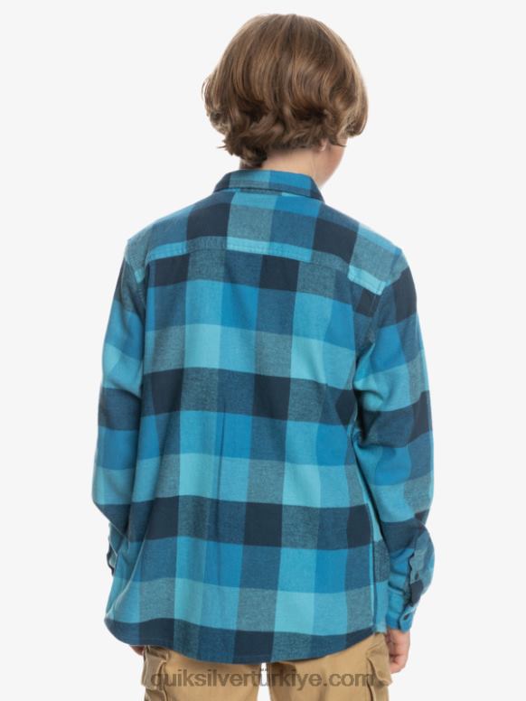 Quiksilver erkek çocuklar 8-16 anne sineği uzun kollu flanel gömlek 226FP2308 delph mavi anne sineği