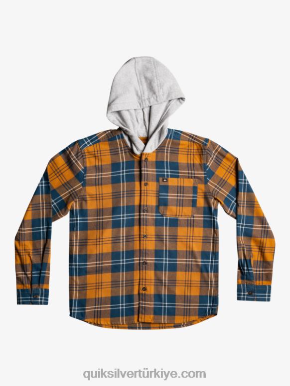 Quiksilver erkek çocuklar 8-16 halidon kapüşonlu uzun kollu gömlek 226FP2309 esmer şeker tavşan salatası