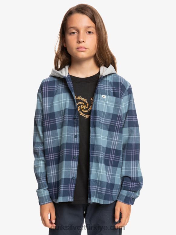 Quiksilver erkek çocuklar 8-16 halidon kapüşonlu uzun kollu gömlek 226FP2310 yerel mavi harelaw