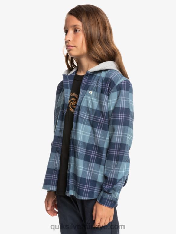 Quiksilver erkek çocuklar 8-16 halidon kapüşonlu uzun kollu gömlek 226FP2310 yerel mavi harelaw