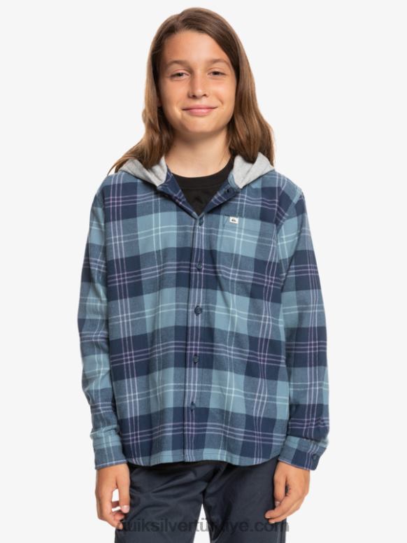 Quiksilver erkek çocuklar 8-16 halidon kapüşonlu uzun kollu gömlek 226FP2310 yerel mavi harelaw