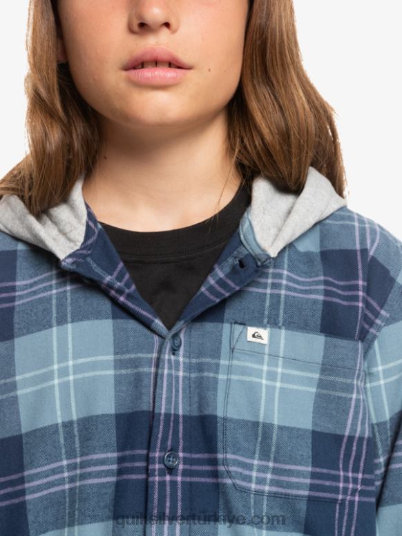 Quiksilver erkek çocuklar 8-16 halidon kapüşonlu uzun kollu gömlek 226FP2310 yerel mavi harelaw