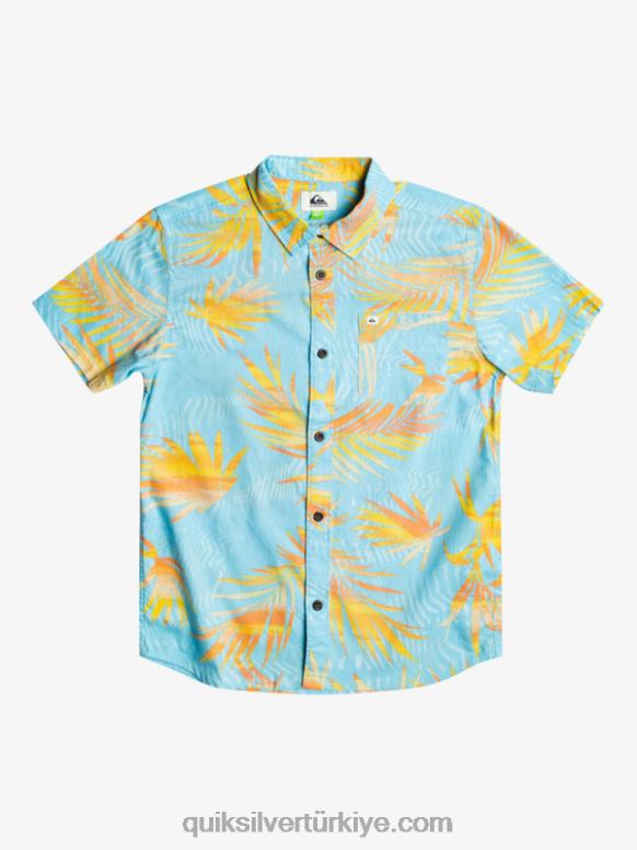 Quiksilver erkek çocuklar 8-16 yırtık kısa kollu gömlek 226FP2197 yırtık gök mavisi