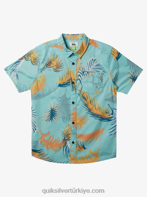 Quiksilver erkek çocuklar tropik glitch kısa kollu gömlek 226FP1912 melek mavisi tropikal aksaklık