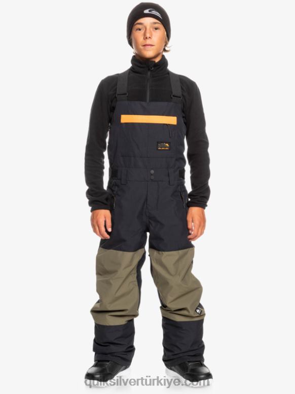 Quiksilver erkek çocuklar 8-16 mash up yalıtımlı kar önlüğü pantolon 226FP2318 Gerçek siyah