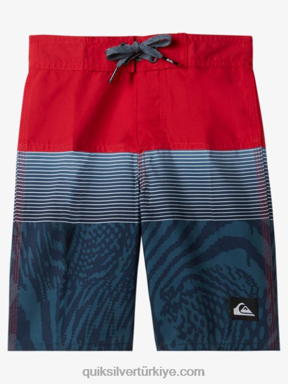 Quiksilver erkek çocuklar 2-7 günlük panel 14 sörf şortu 226FP1896 yüksek riskli kırmızı