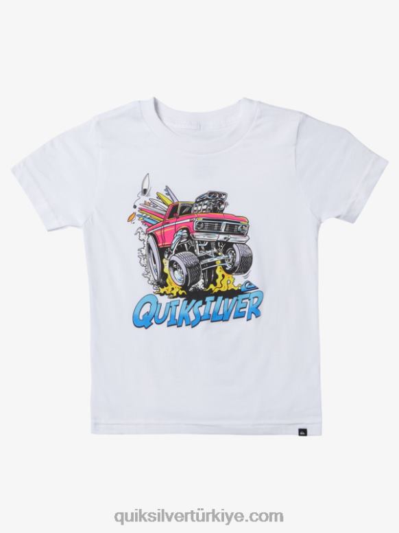 Quiksilver erkek çocuklar 2-7 kaçış arabası tişörtü 226FP1950 beyaz