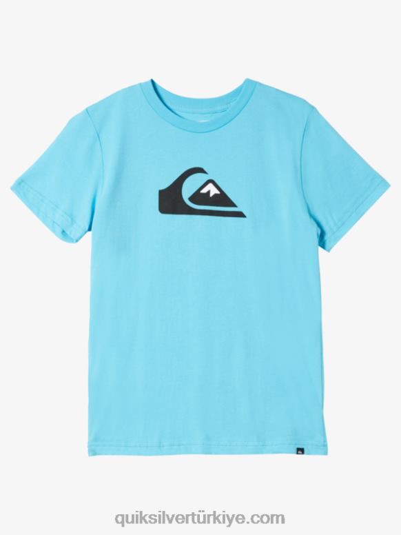 Quiksilver erkek çocuklar 8-16 comp logolu t-shirt 226FP1962 nehir mavisi