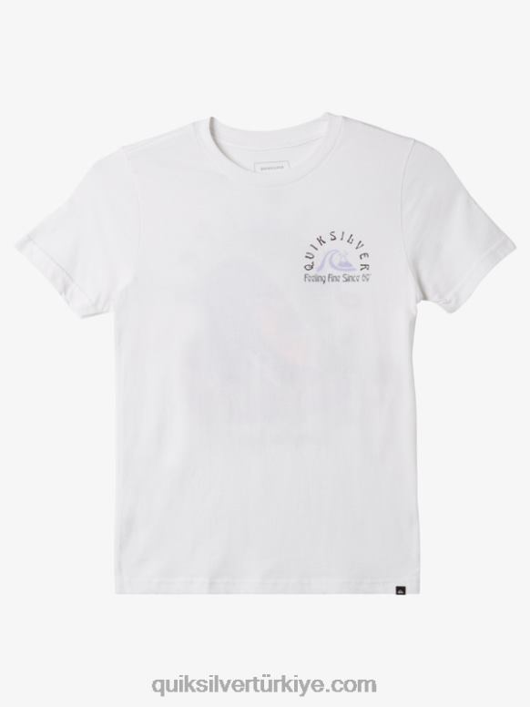 Quiksilver erkek çocuklar 8-16 orijinal varil t-shirt 226FP1939 beyaz