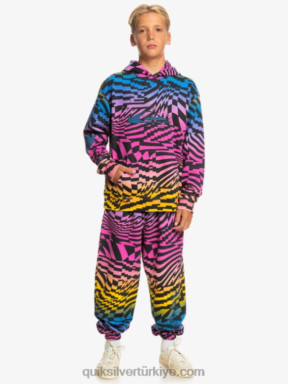 Quiksilver erkek çocuklar 8-16 kez büyük beden kapşonlu 226FP2051 pembe glo radikal çarpı 231