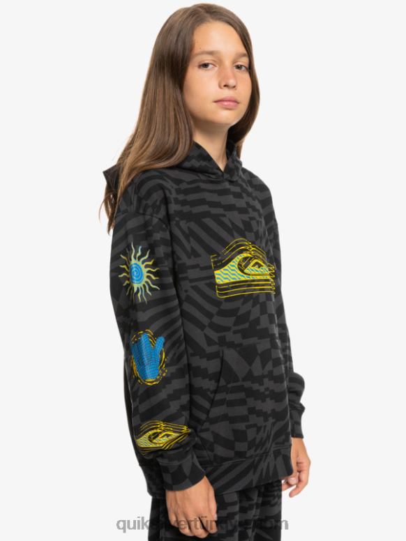 Quiksilver erkek çocuklar 8-16 kez büyük beden kapşonlu 226FP2052 kara radikal çarpı 231