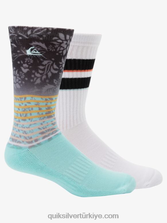 Quiksilver erkekler 2'li jakarlı mürettebat çorabı 226FP1141 çoklu 1